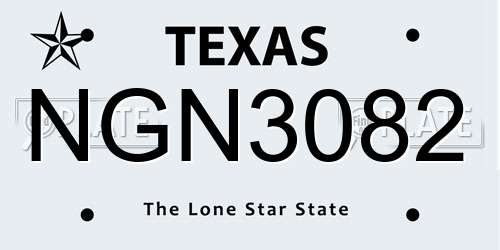 NGN3082 Texas License Plate