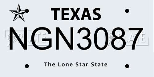 NGN3087 Texas License Plate