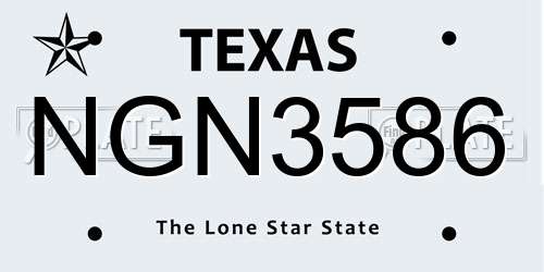 NGN3586 Texas License Plate