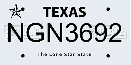 NGN3692 Texas License Plate