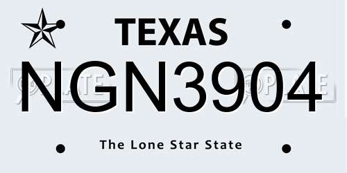 NGN3904 Texas License Plate