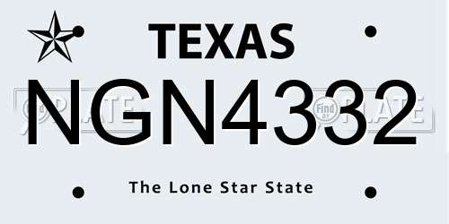 NGN4332 Texas License Plate