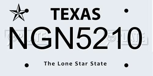 NGN5210 Texas License Plate