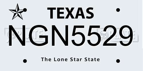 NGN5529 Texas License Plate