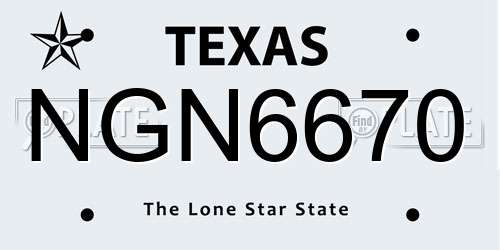 NGN6670 Texas License Plate
