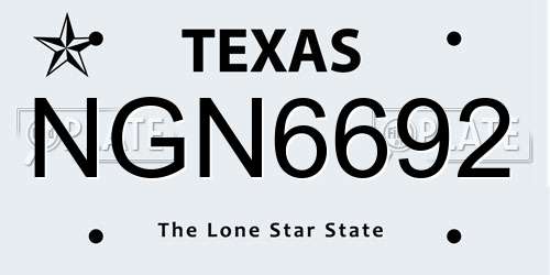 NGN6692 Texas License Plate