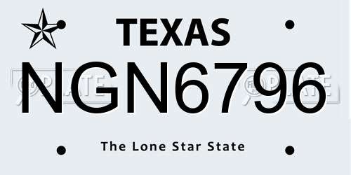 NGN6796 Texas License Plate