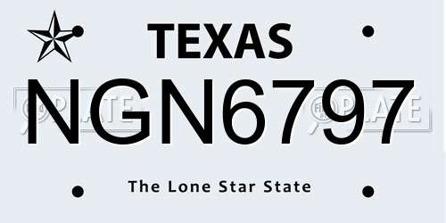 NGN6797 Texas License Plate