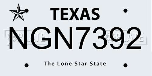 NGN7392 Texas License Plate