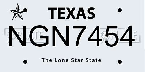 NGN7454 Texas License Plate