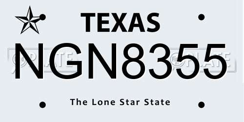 NGN8355 Texas License Plate