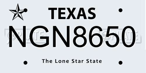 NGN8650 Texas License Plate