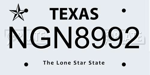 NGN8992 Texas License Plate
