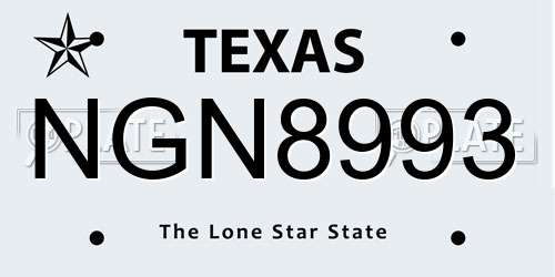 NGN8993 Texas License Plate