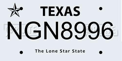 NGN8996 Texas License Plate