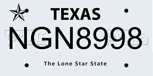 NGN8998 Texas License Plate