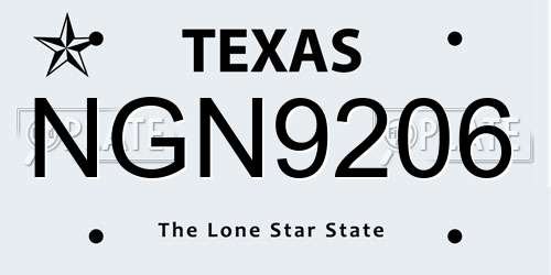 NGN9206 Texas License Plate
