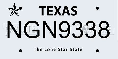 NGN9338 Texas License Plate