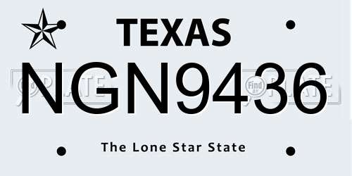 NGN9436 Texas License Plate