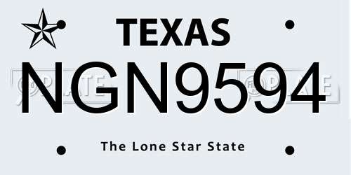 NGN9594 Texas License Plate