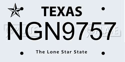 NGN9757 Texas License Plate