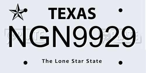 NGN9929 Texas License Plate