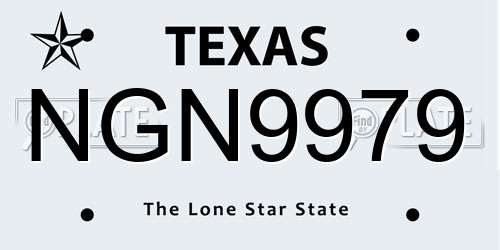 NGN9979 Texas License Plate