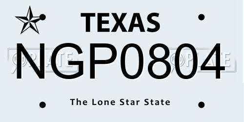 NGP0804 Texas License Plate