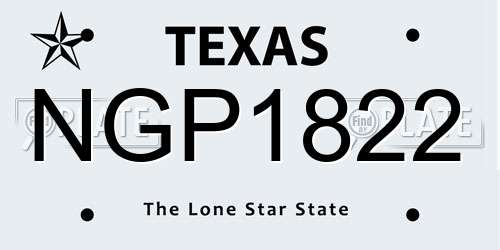 NGP1822 Texas License Plate