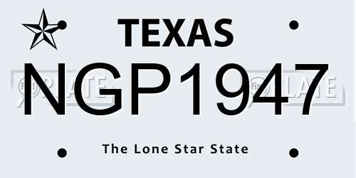 NGP1947 Texas License Plate