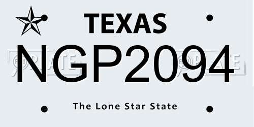 NGP2094 Texas License Plate