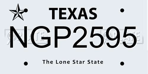 NGP2595 Texas License Plate