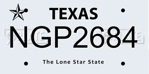 NGP2684 Texas License Plate