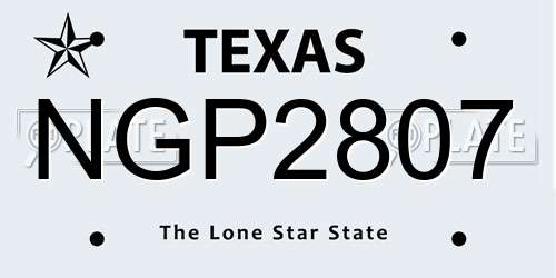 NGP2807 Texas License Plate