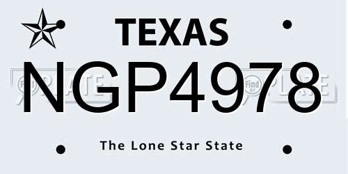 NGP4978 Texas License Plate