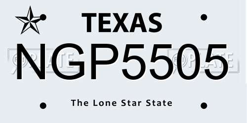 NGP5505 Texas License Plate