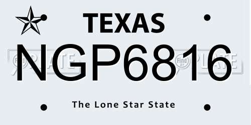 NGP6816 Texas License Plate