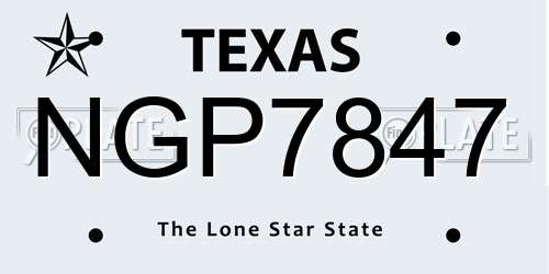 NGP7847 Texas License Plate