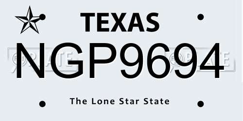 NGP9694 Texas License Plate