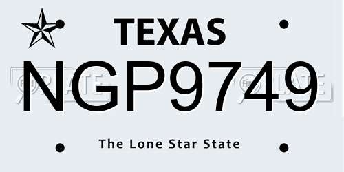 NGP9749 Texas License Plate