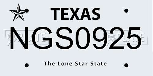 NGS0925 Texas License Plate