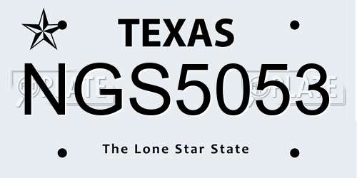 NGS5053 Texas License Plate