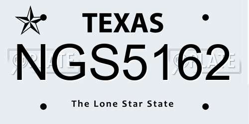 NGS5162 Texas License Plate