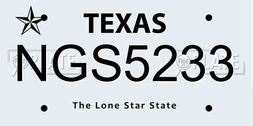 NGS5233 Texas License Plate