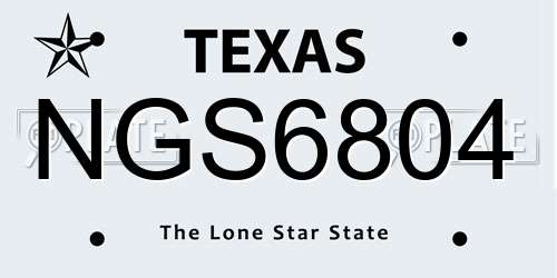 NGS6804 Texas License Plate