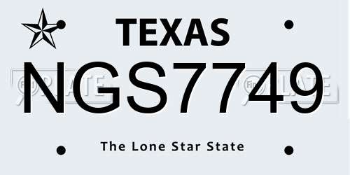 NGS7749 Texas License Plate