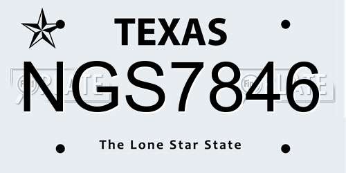 NGS7846 Texas License Plate