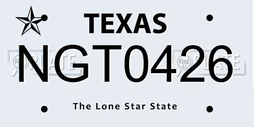 NGT0426 Texas License Plate