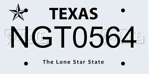 NGT0564 Texas License Plate