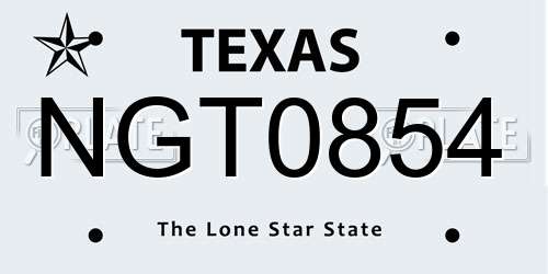 NGT0854 Texas License Plate